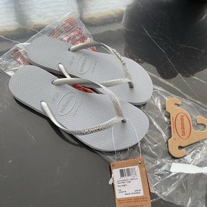 Brand New Havaianas Light Gray / Silver with Glitter (with tags)